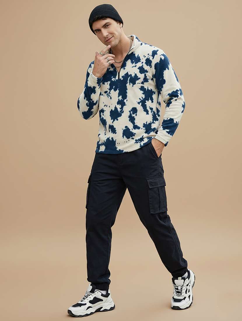 men printed stand collar long sleeve sweatshirt - 22280434 -  Standard Image - 4