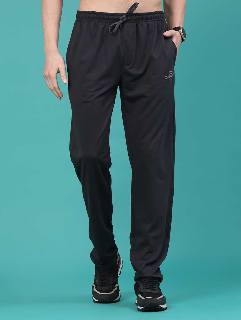 men solid mid rise full length track pant