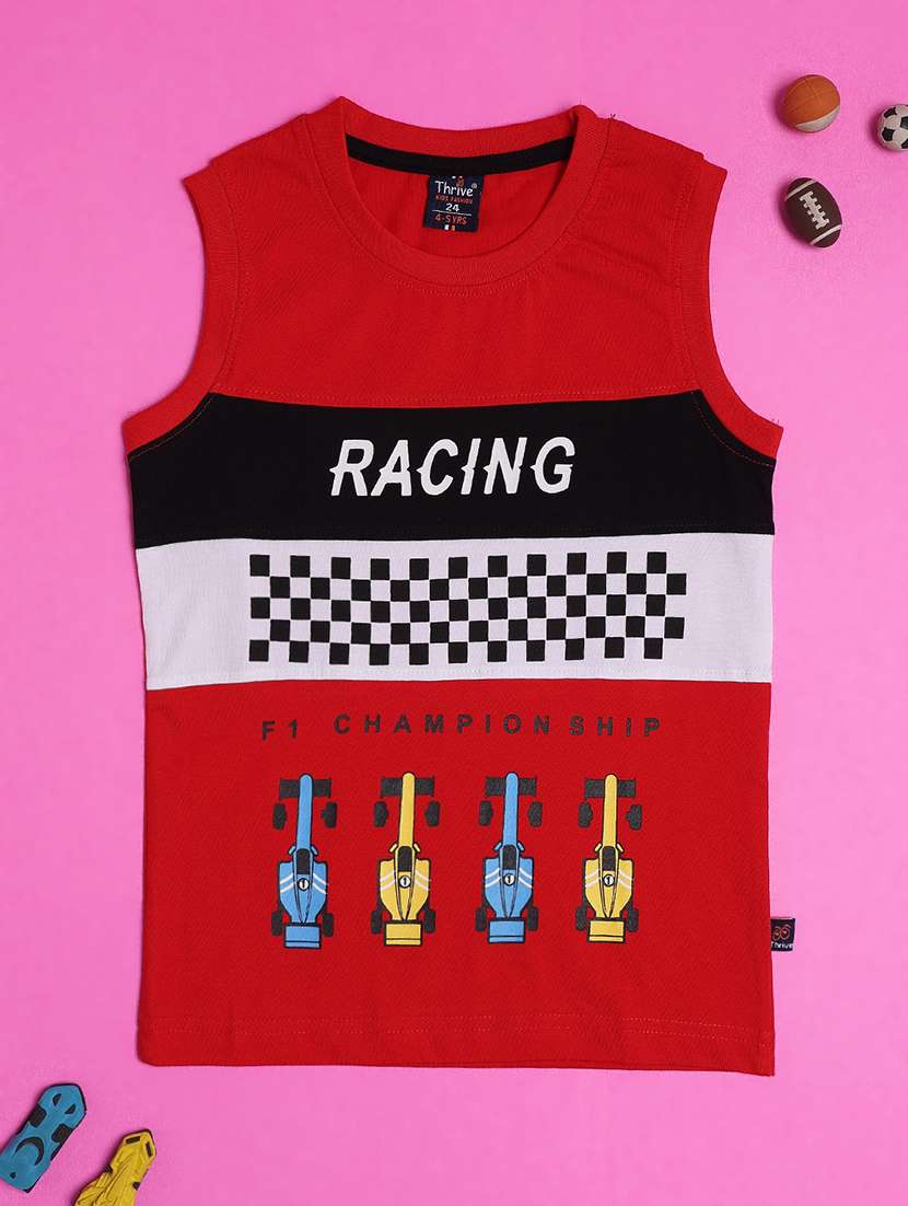 boys printed sleeveless t-shirt