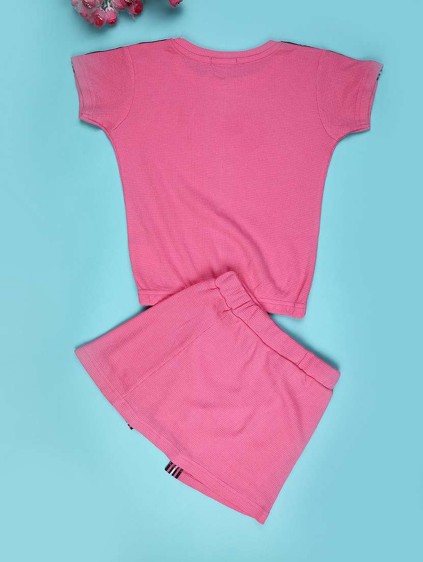 girls solid t-shirt and shorts co-ord set - 22280595 -  Standard Image - 1