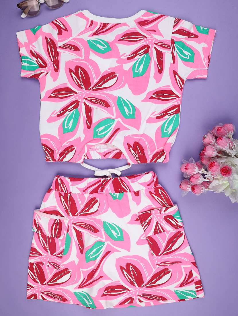 girls printed top and shorts co-ord set - 22280596 -  Standard Image - 1