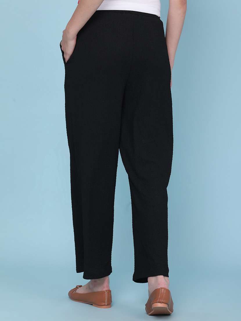 Women Solid Mid Rise Regular Fit Straight Trouser - 22280689 -  Standard Image - 4