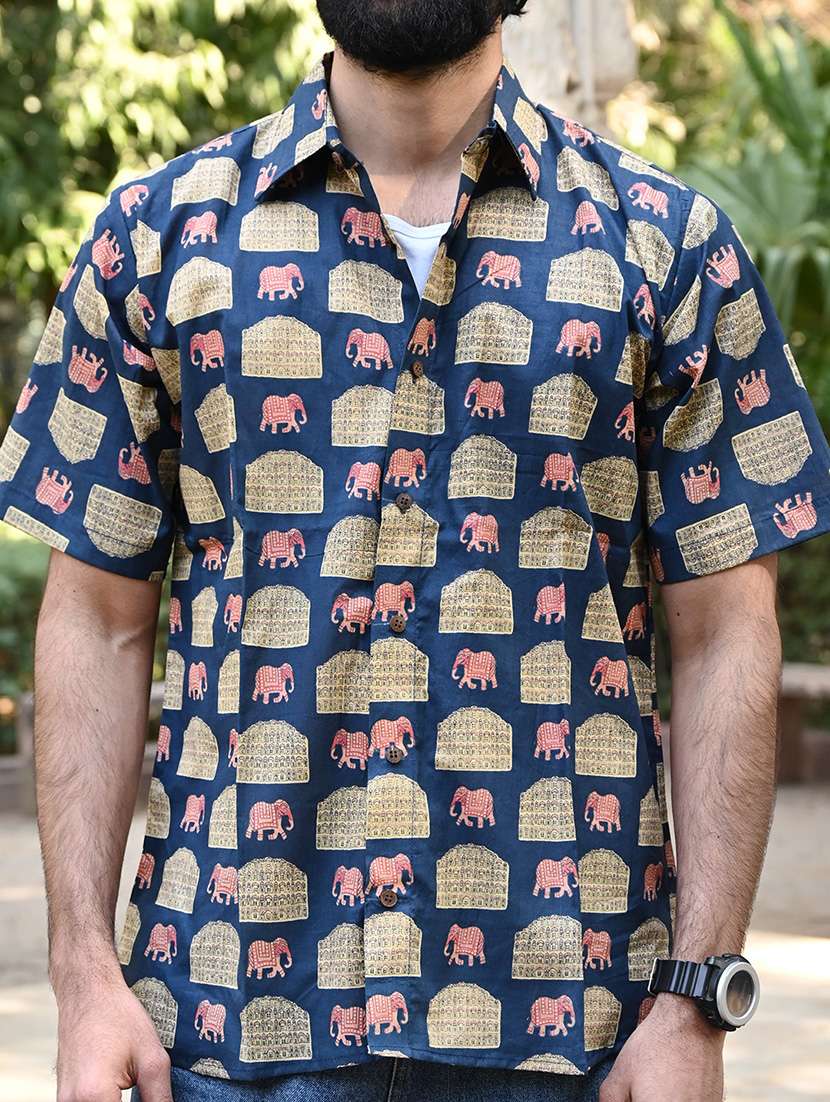 men printed collared short sleeve casual shirt - 22280773 -  Standard Image - 4