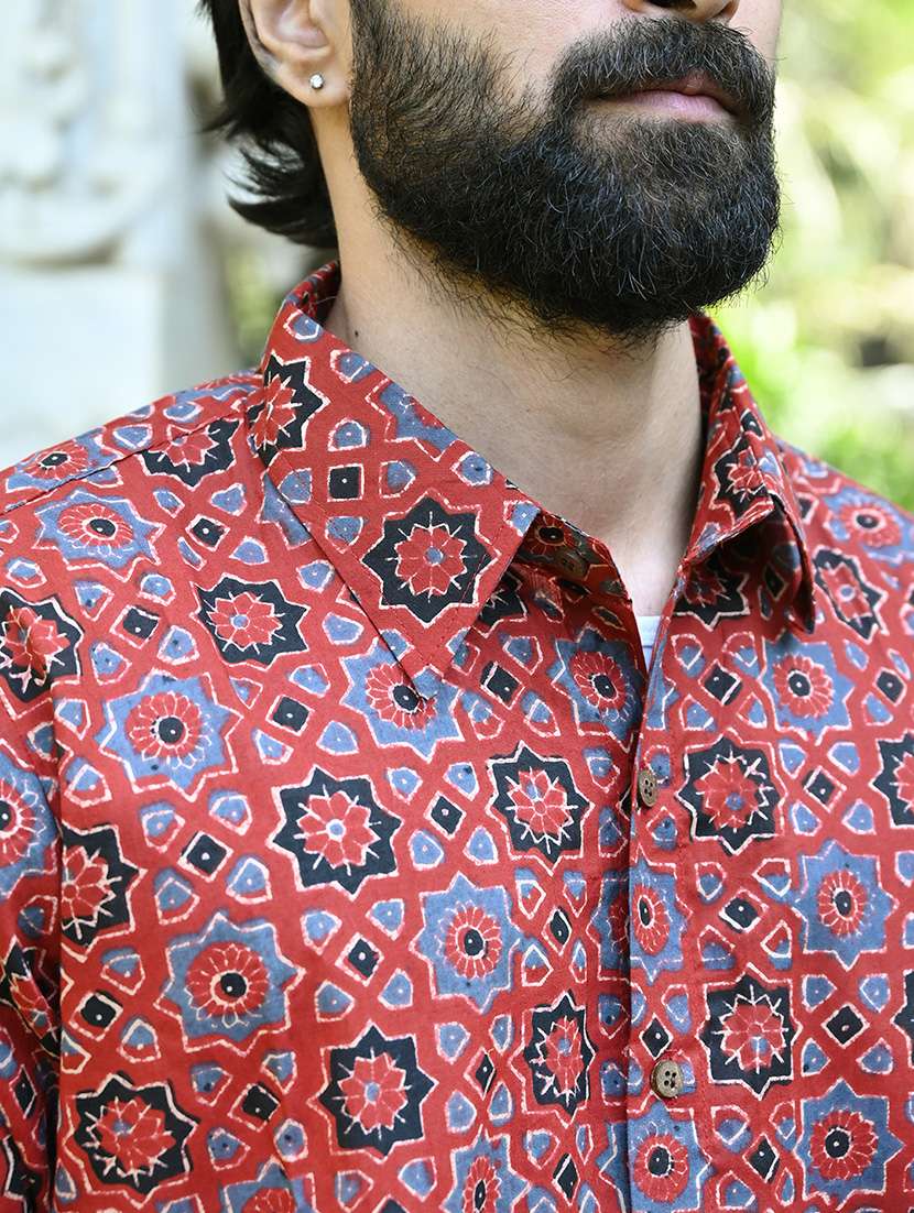 men printed collared short sleeve casual shirt - 22280774 -  Standard Image - 4