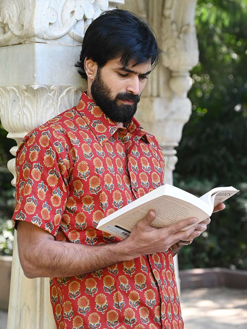 men printed collared short sleeve casual shirt - 22280776 -  Standard Image - 1