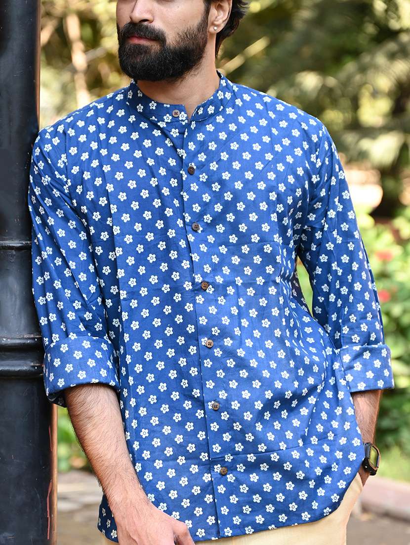 men printed collared long sleeve casual shirt - 22280777 -  Standard Image - 1