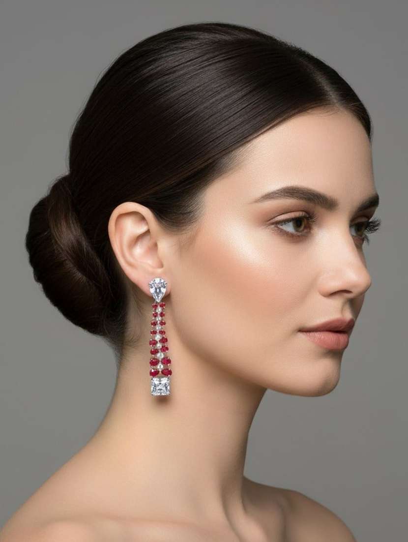 women multi colored brass drop earring - 22280815 -  Standard Image - 1