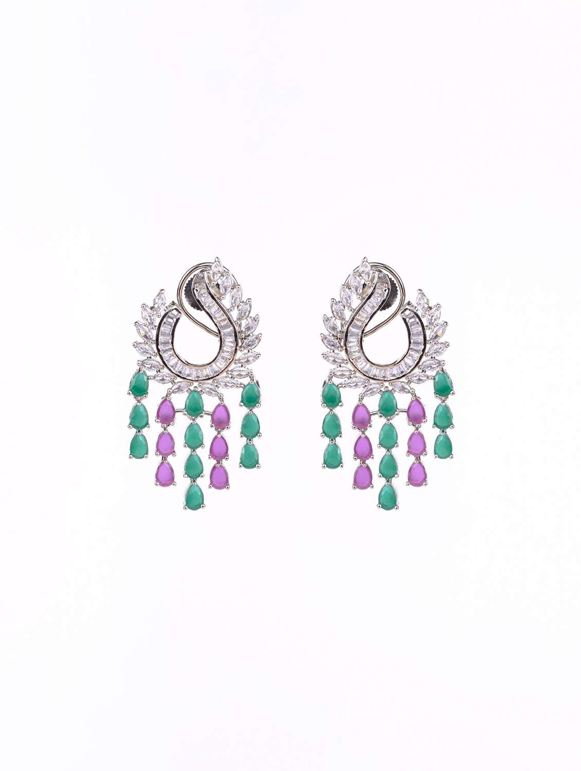 women stone studded drop earrings - 22280816 -  Standard Image - 1