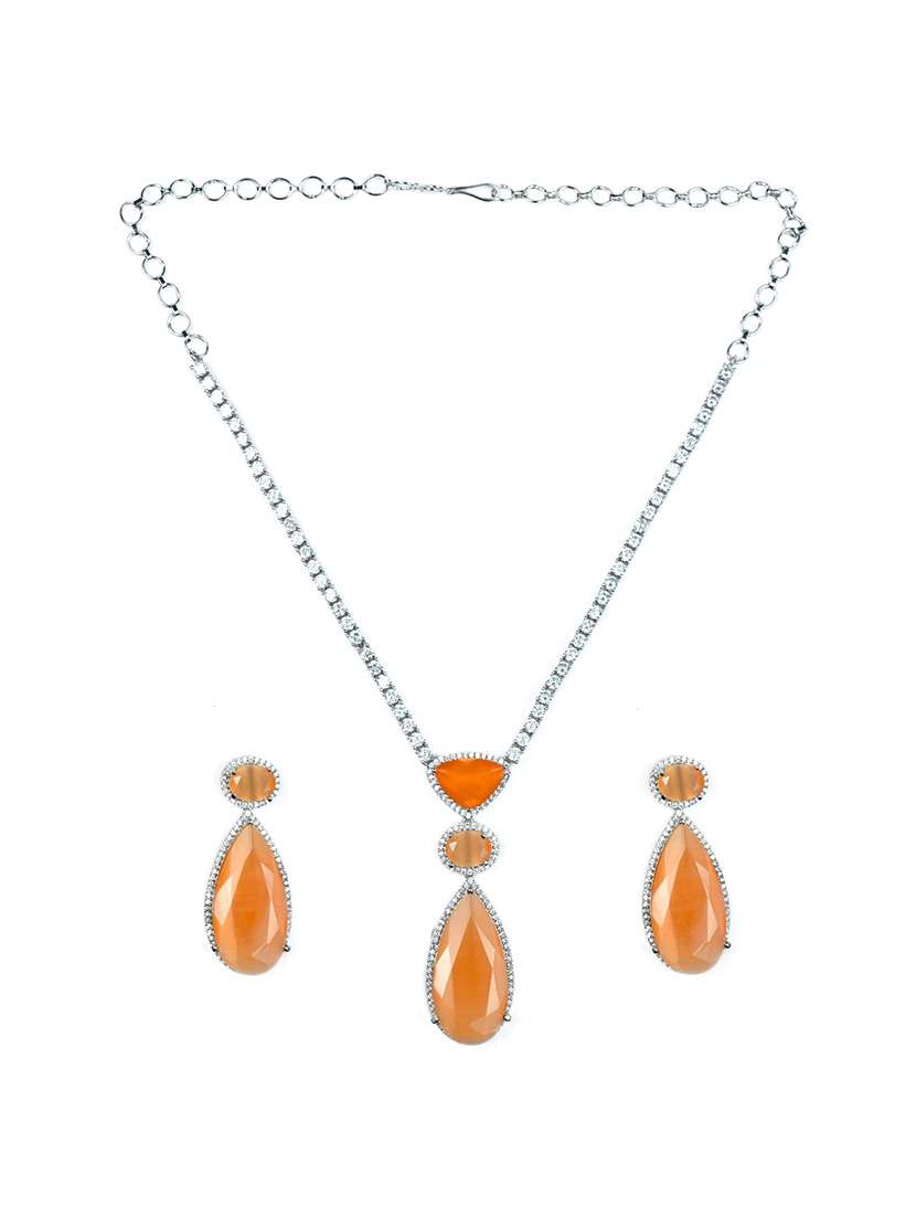 women sapphire necklace and earring set - 22280821 -  Standard Image - 1