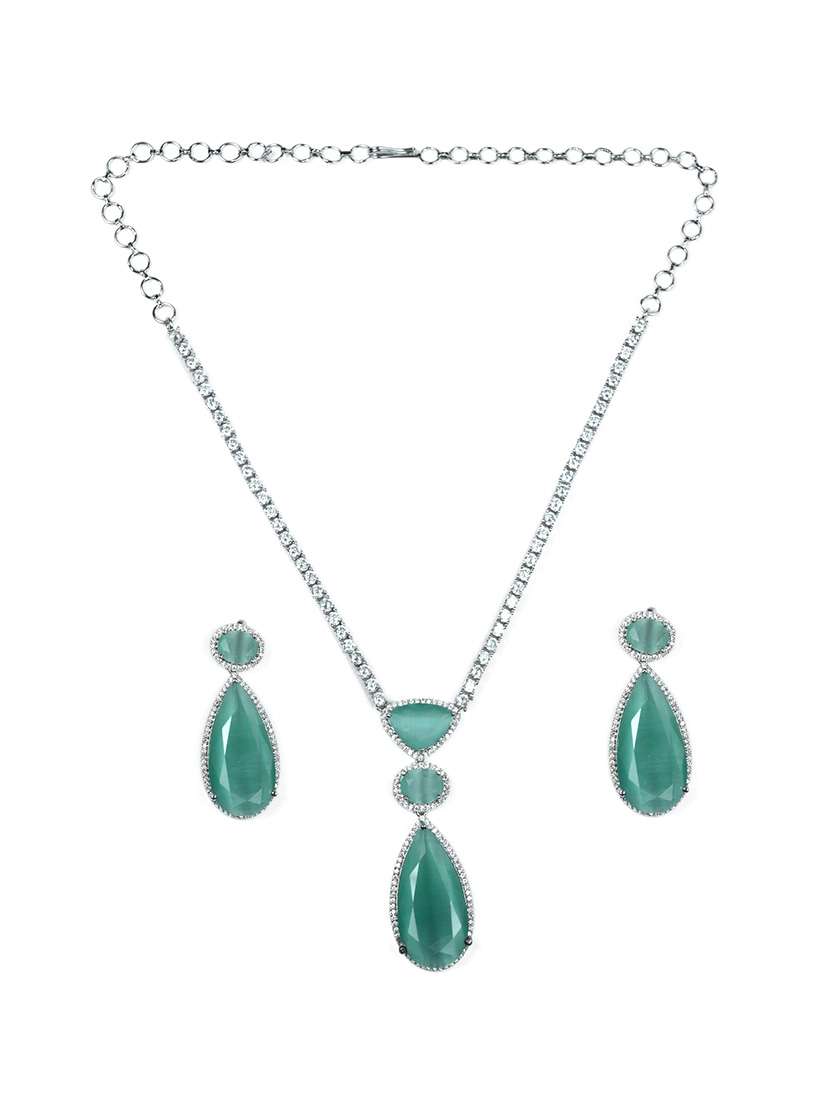 women sapphire necklace and earring set - 22280823 -  Standard Image - 1