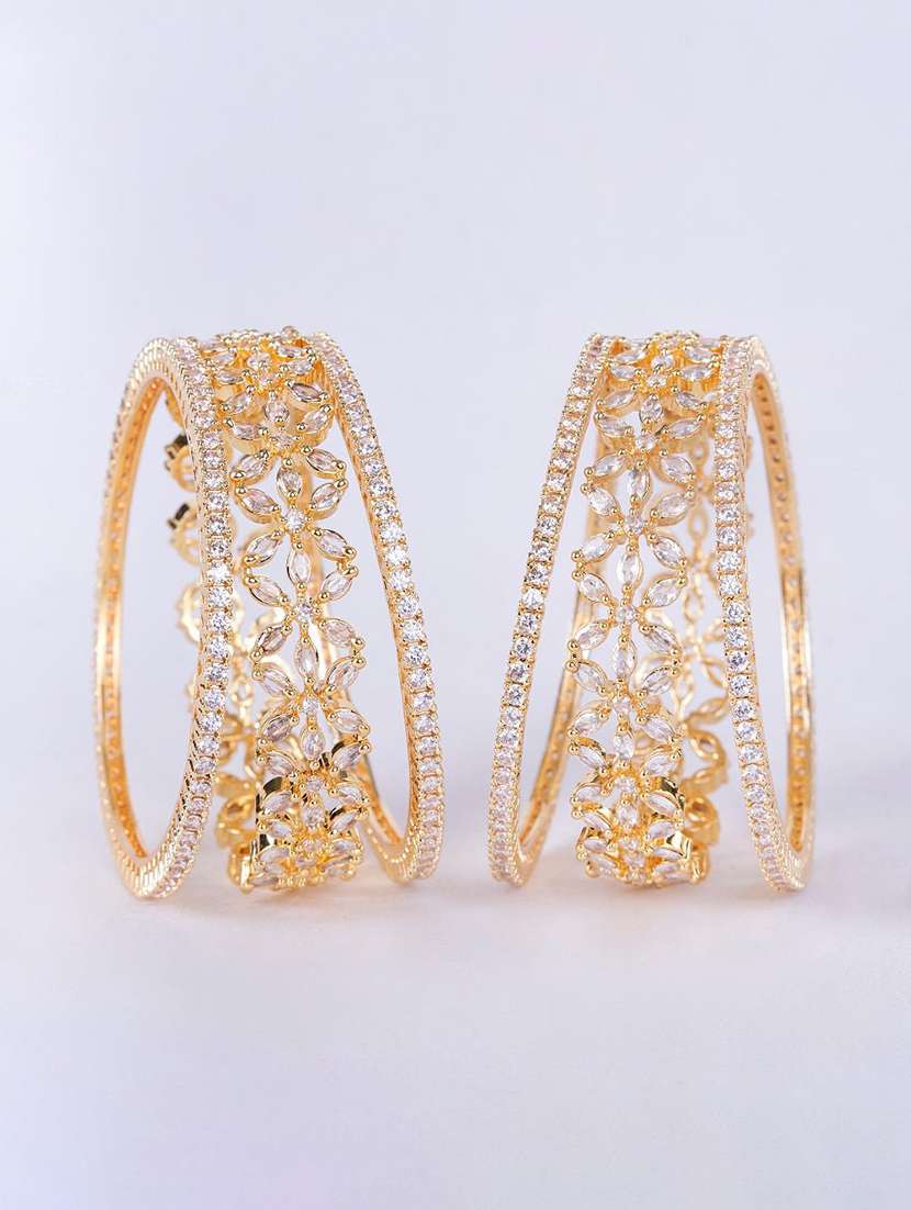 opal touch rhodium plated made of brass bangles - 22280849 -  Standard Image - 1
