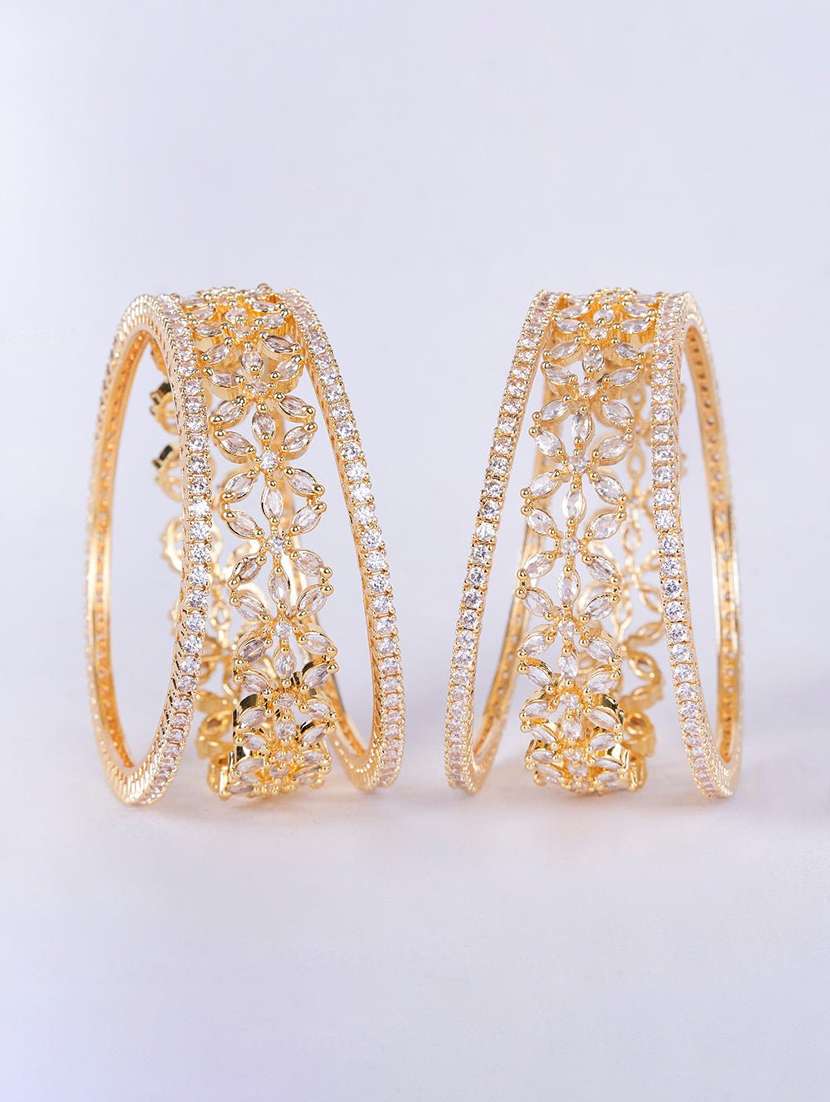  opal touch rhodium plated made of brass bangles - 22280851 -  Standard Image - 1