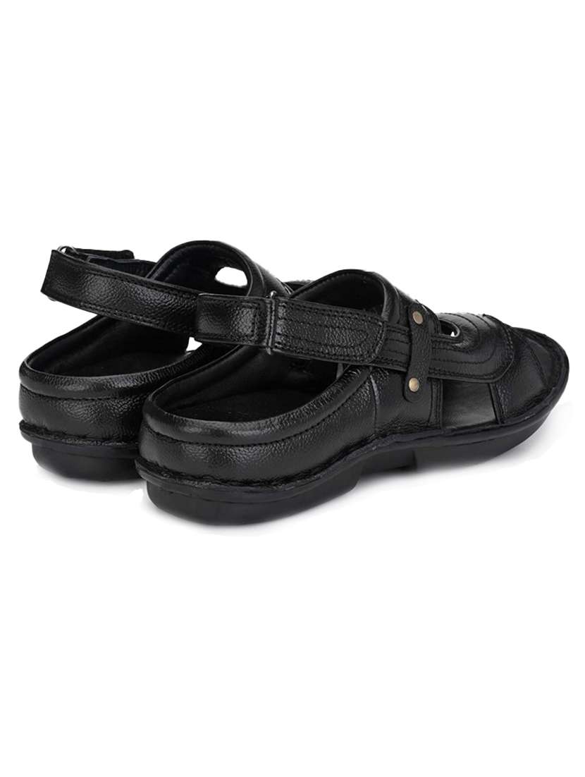 men black solid back strap slipper - 22280938 -  Standard Image - 4