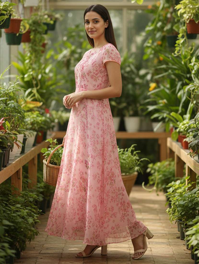 women floral print short sleeve fit & flare dress - 22280954 -  Standard Image - 1