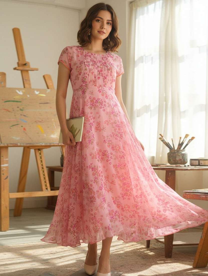 women floral print short sleeve fit & flare dress - 22280954 -  Standard Image - 4