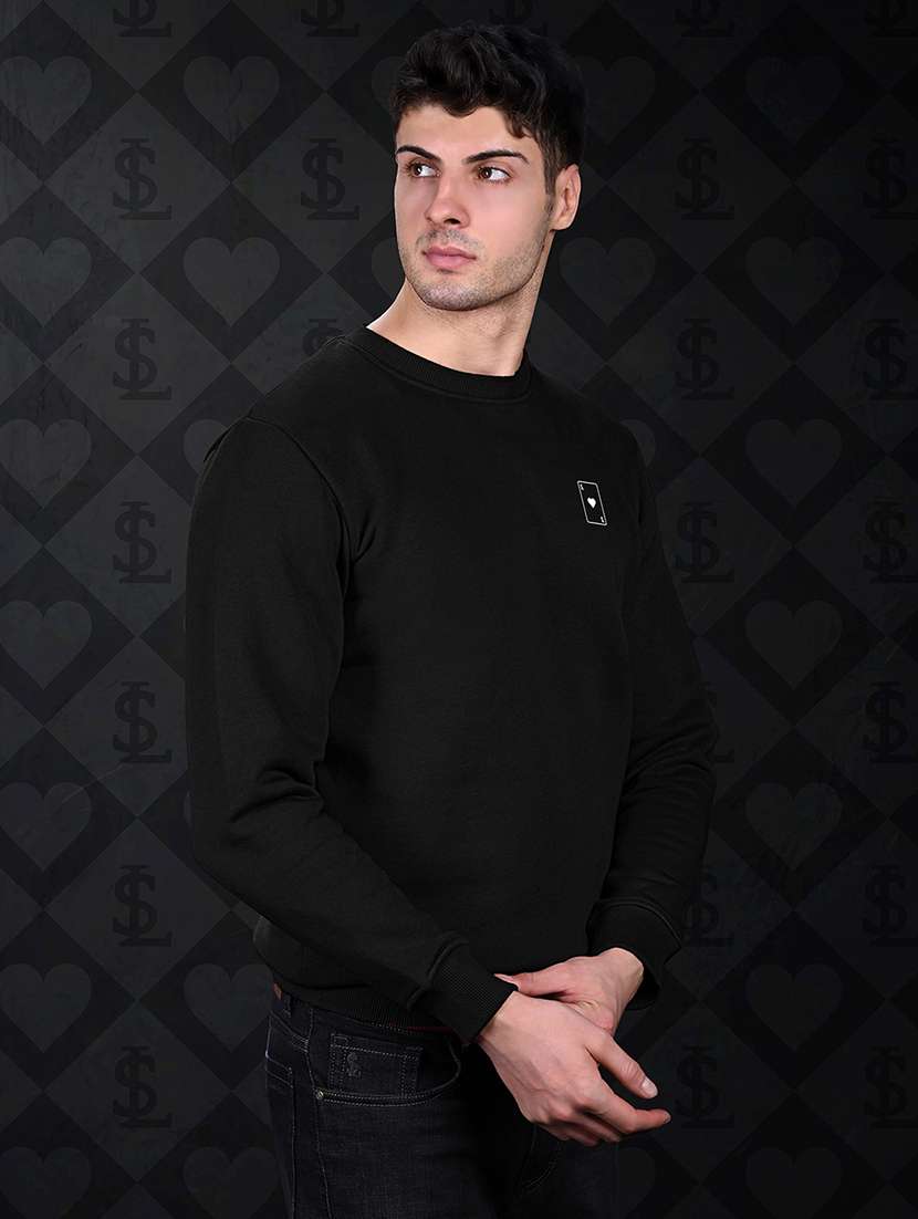 men solid crew neck long sleeve sweatshirt