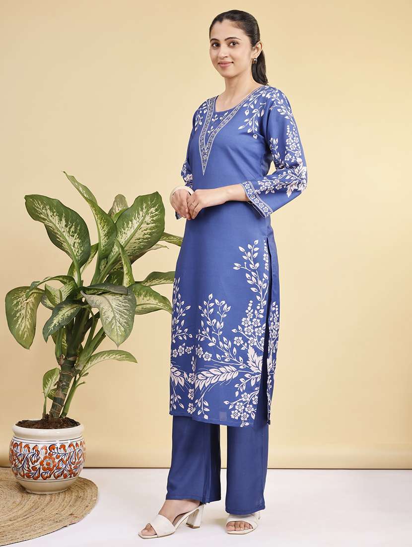 women printed three quarter sleeve kurta pant set - 22281015 -  Standard Image - 4