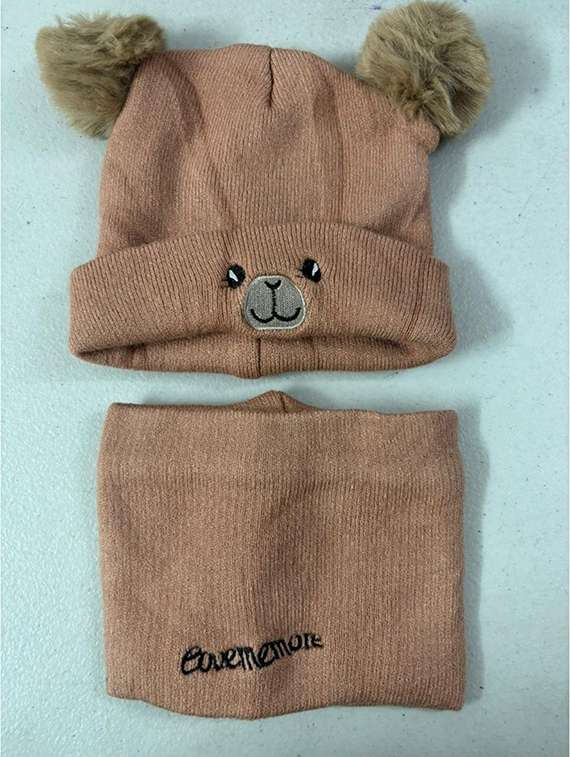 kids woolen cap with neck scarf  set - 22281130 -  Standard Image - 4