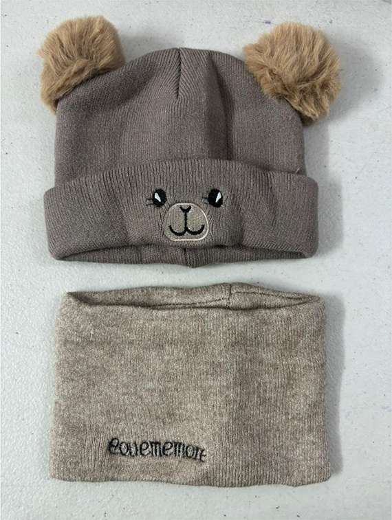 kids woolen cap with neck scarf set - 22281132 -  Standard Image - 4