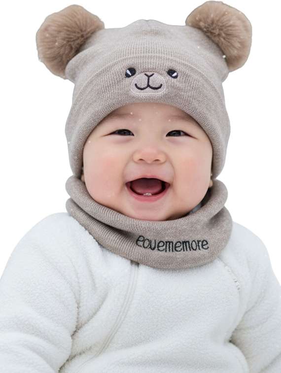 kids woolen cap with neck scarf set - 22281139 -  Standard Image - 1