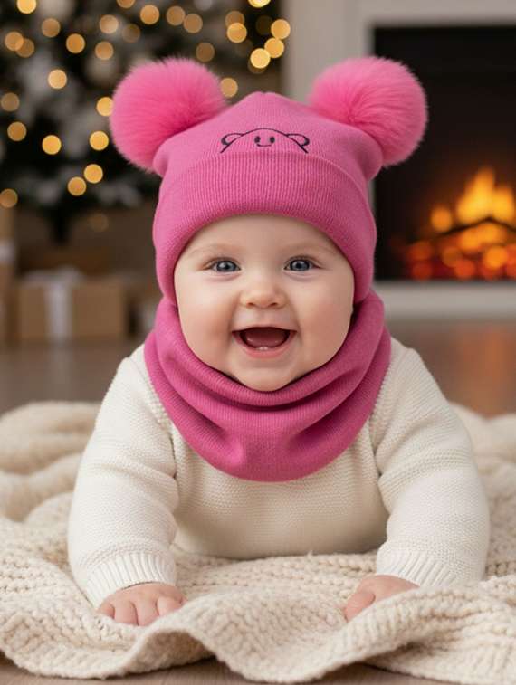 kids woolen cap with neck scarf set - 22281140 -  Standard Image - 1