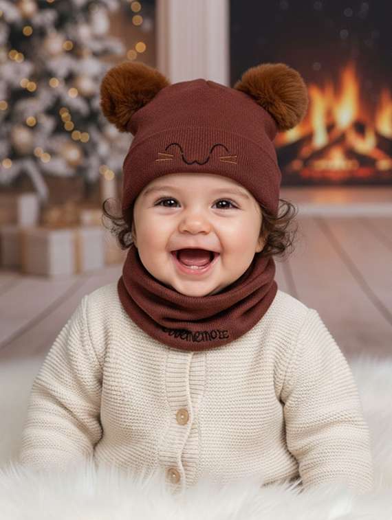kids woolen cap with neck scarf set - 22281142 -  Standard Image - 1