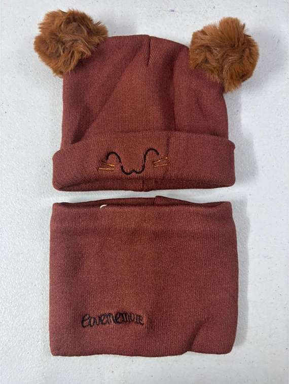 kids woolen cap with neck scarf set - 22281142 -  Standard Image - 4