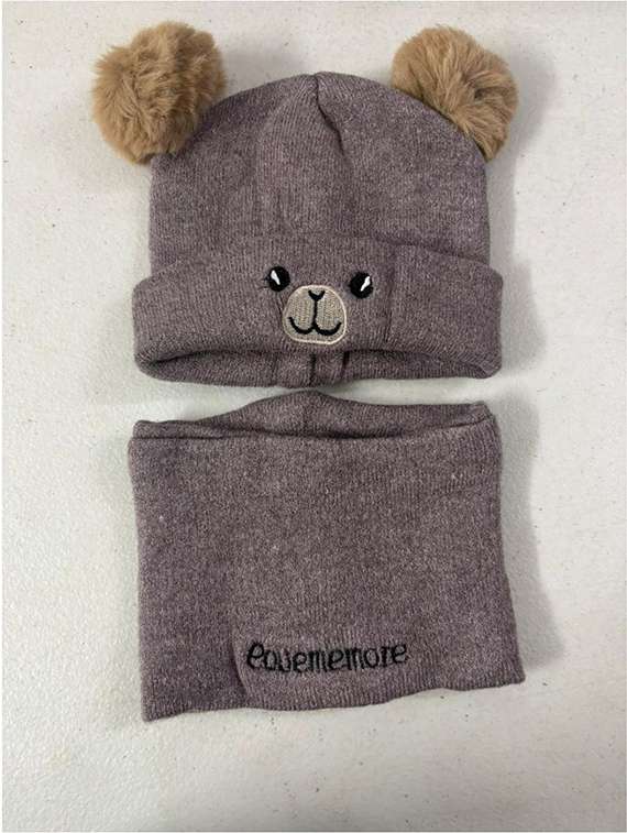 kids woolen cap with neck scarf set - 22281143 -  Standard Image - 4