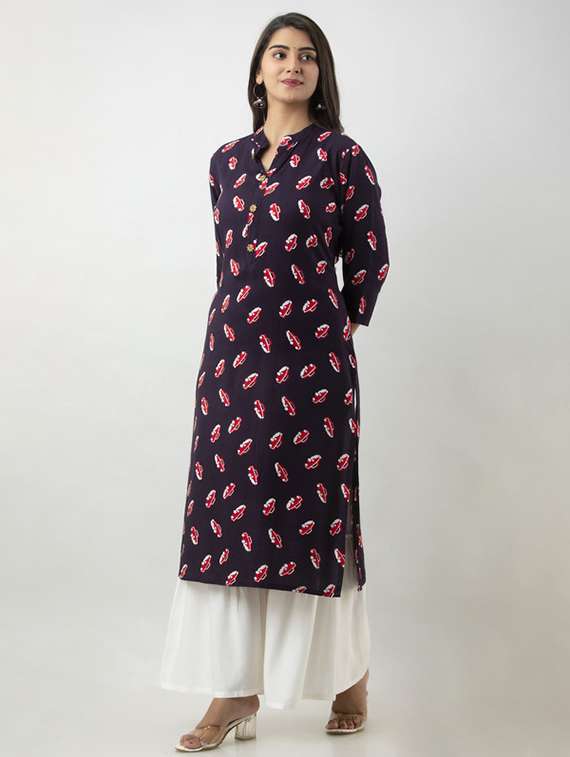 women printed three quarter sleeve kurta sharara set - 22281158 -  Standard Image - 1