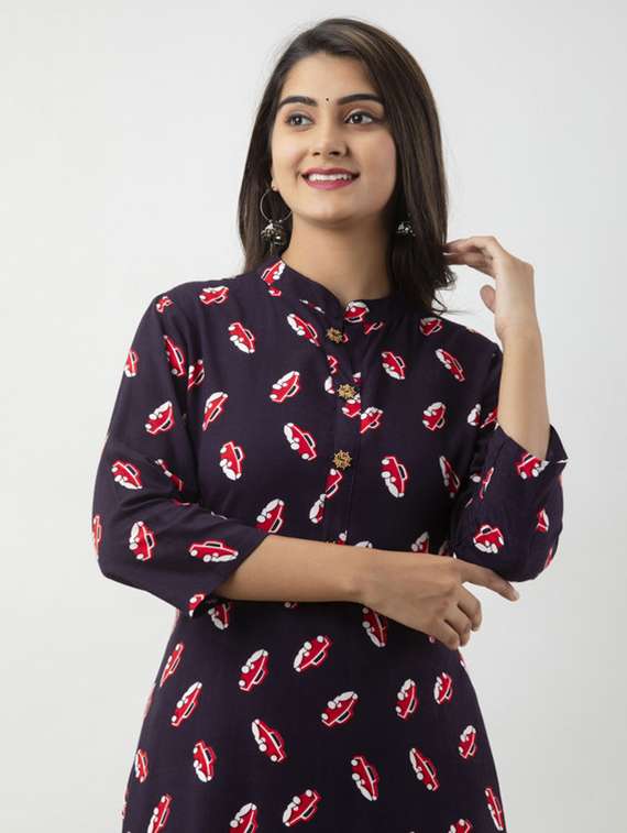 women printed three quarter sleeve kurta sharara set - 22281158 -  Standard Image - 4