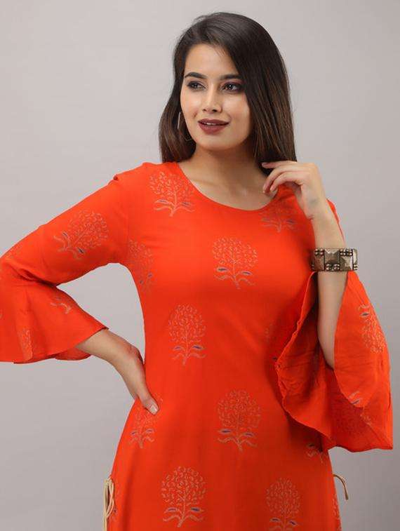women printed bell sleeve kurta sharara set - 22281161 -  Standard Image - 1