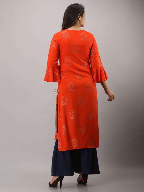 women printed bell sleeve kurta sharara set - 22281161 -  Standard Image - 4