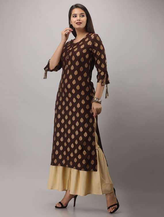women printed three quarter sleeve kurta sharara set - 22281163 -  Standard Image - 1