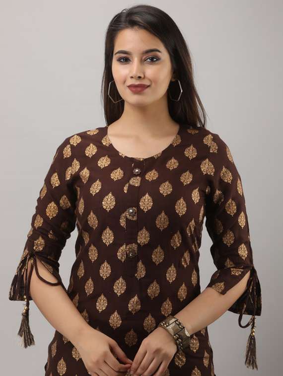 women printed three quarter sleeve kurta sharara set - 22281163 -  Standard Image - 4