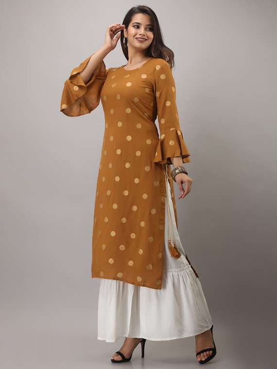 women foil printed bell sleeve kurta sharara set - 22281164 -  Standard Image - 1