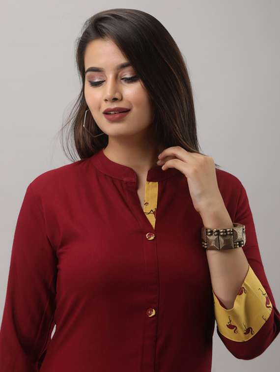 women solid three quarter sleeve kurta pant set - 22281168 -  Standard Image - 4