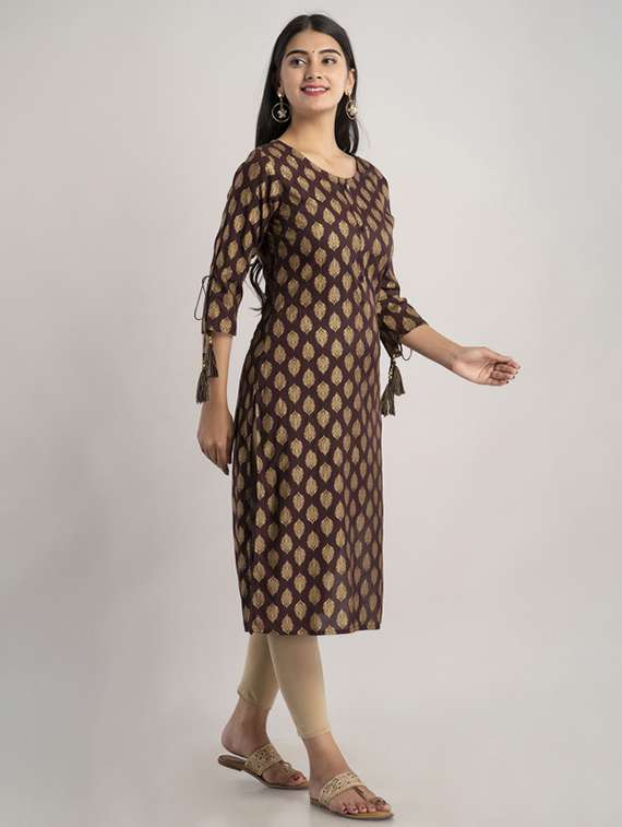 women printed bell sleeve straight kurta - 22281180 -  Standard Image - 1