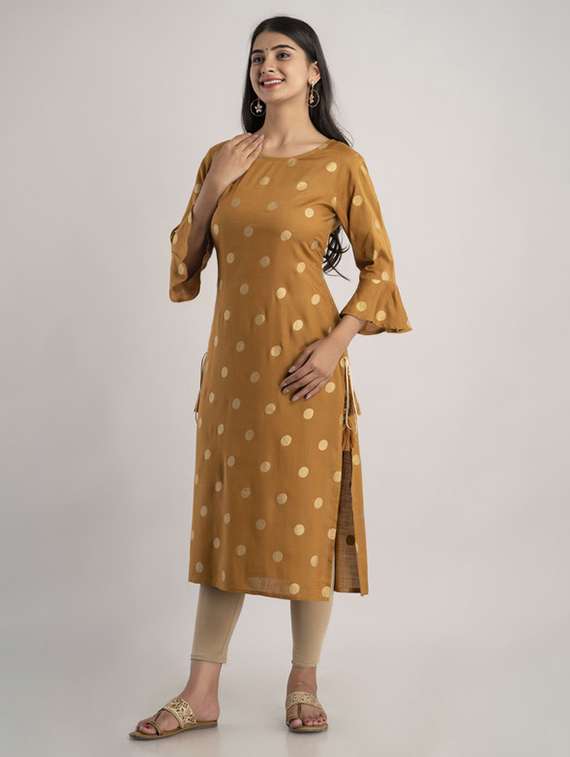 women printed bell sleeve straight kurta - 22281181 -  Standard Image - 1