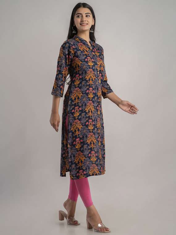 women printed three quarter sleeve straight kurta - 22281185 -  Standard Image - 1