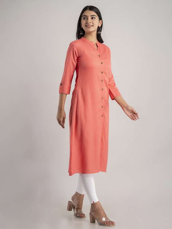 women three quarter sleeve a-line kurta - 22281187 -  Standard Image - 1