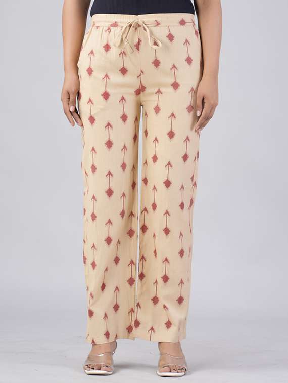 women printed mid rise straight palazzo