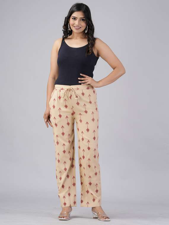 women printed mid rise straight palazzo - 22281193 -  Standard Image - 4