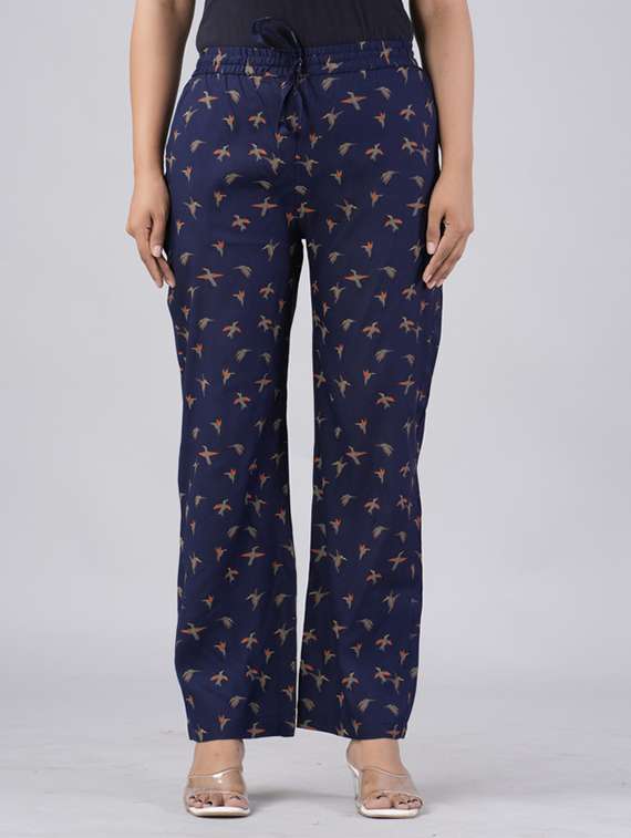 women printed mid rise straight palazzo