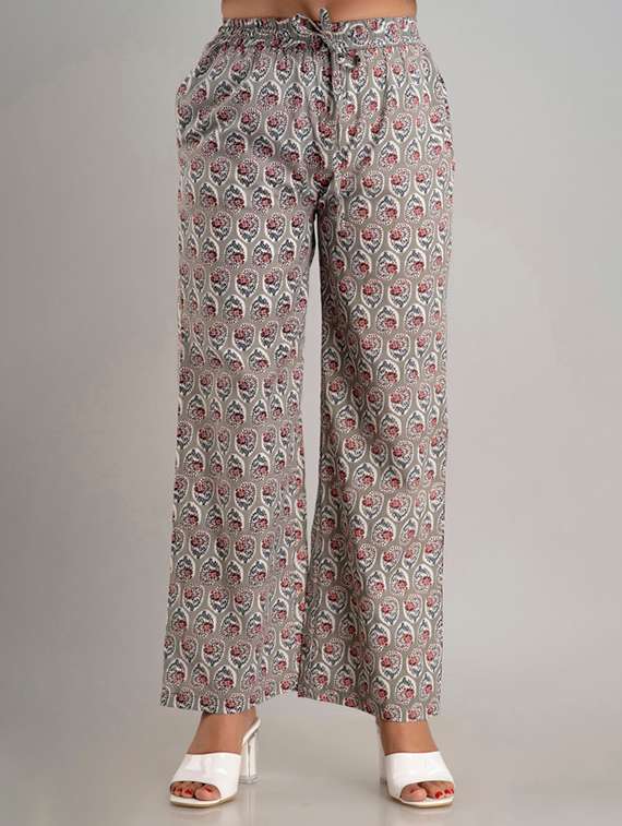 women printed mid rise straight palazzo