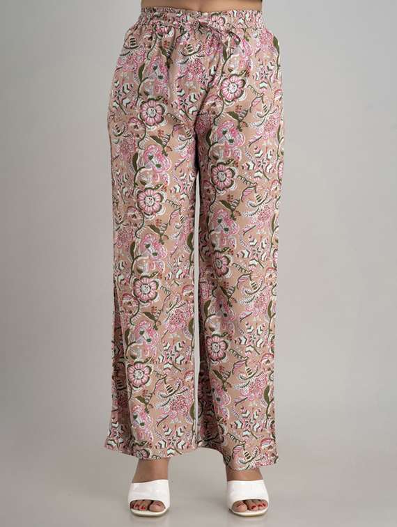 women printed mid rise straight palazzo