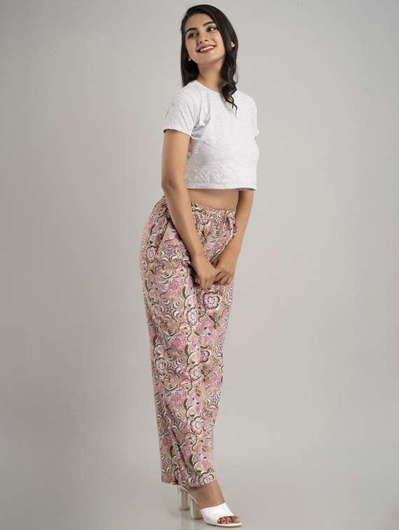 women printed mid rise straight palazzo - 22281199 -  Standard Image - 4