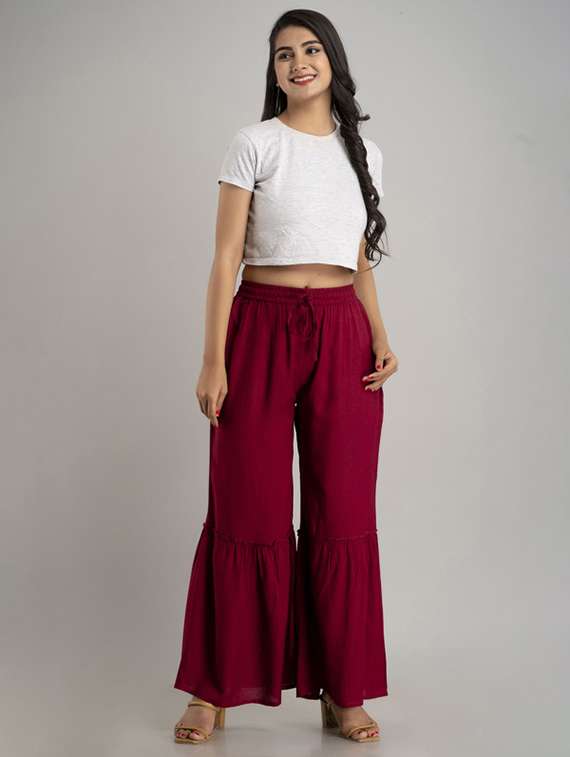 women solid mid rise sharara - 22281200 -  Standard Image - 4