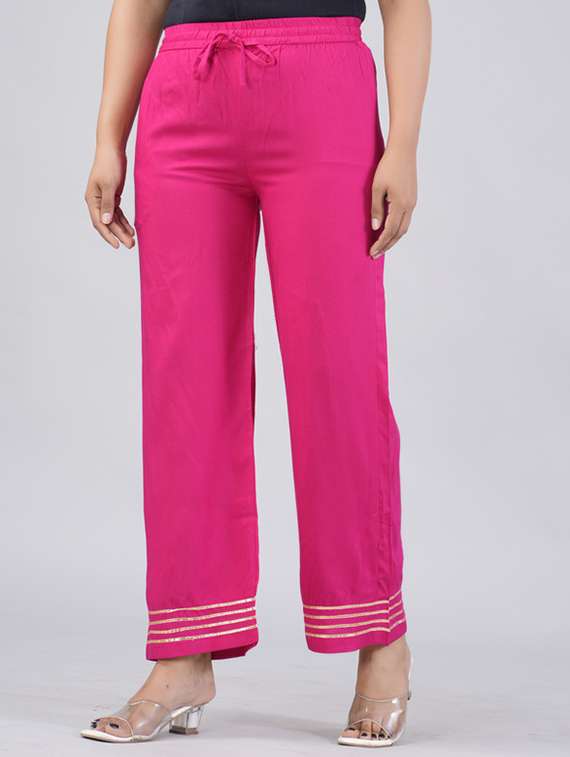 women solid mid rise straight palazzo - 22281203 -  Standard Image - 1