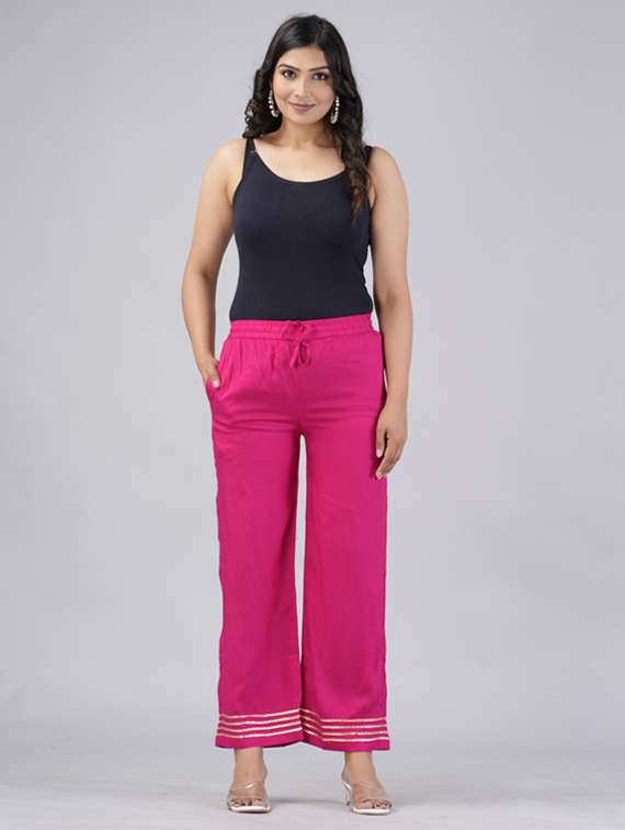 women solid mid rise straight palazzo - 22281203 -  Standard Image - 4