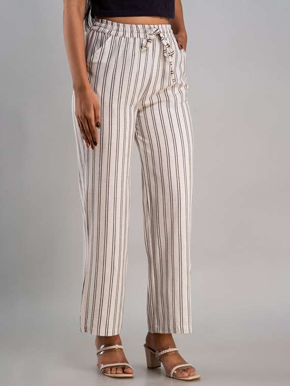 women striped mid rise straight palazzo - 22281204 -  Standard Image - 1